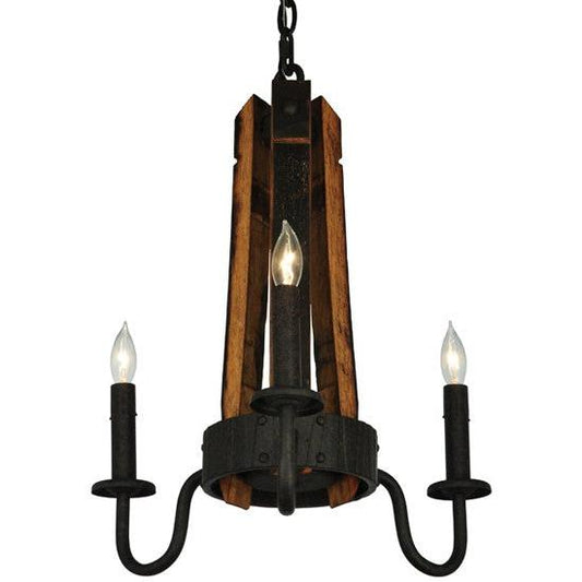 2nd Ave Lighting Barrel Stave 17" Wide Madera 3 Light Chandelier in Coffee Bean Finish