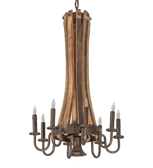 2nd Ave Lighting Barrel Stave 20" Wide Madera 8 LT Chandelier in Mahogany Bronze Finish