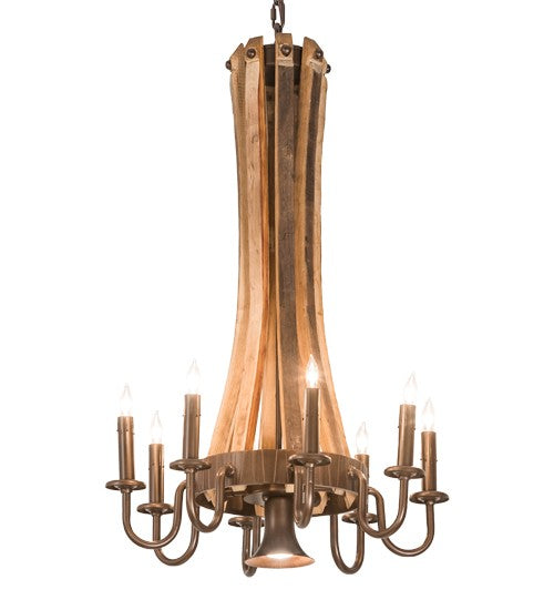 2nd Ave Lighting Barrel Stave 20" Wide Madera 8 LT Chandelier in Mahogany Bronze Finish