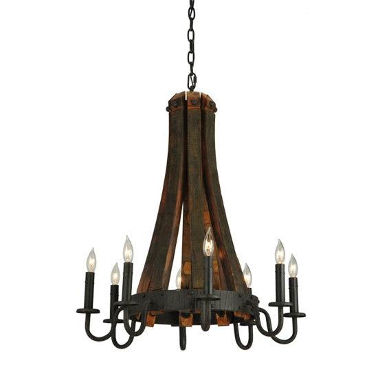 2nd Ave Lighting Barrel Stave 24" Madera 8 LT Chandelier in Coffee Bean Finish