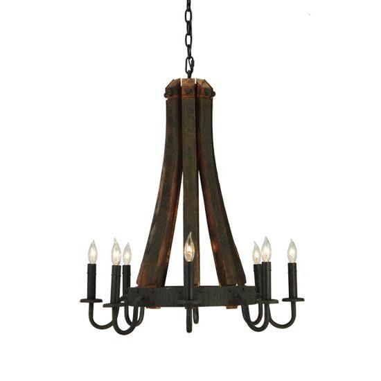 2nd Ave Lighting Barrel Stave 24" Madera 8 LT Chandelier in Coffee Bean Finish