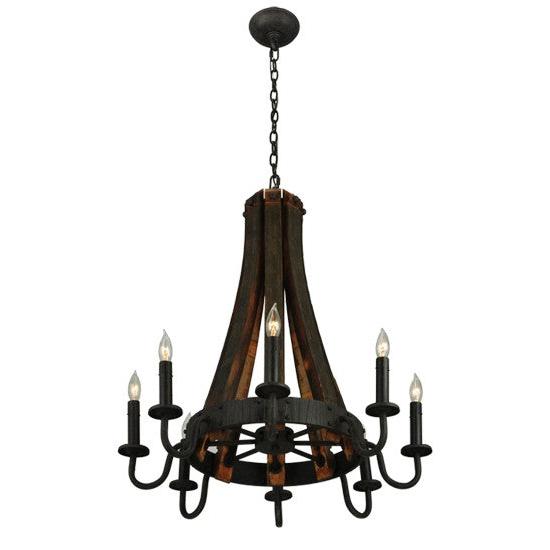 2nd Ave Lighting Barrel Stave 24" Madera 8 LT Chandelier in Coffee Bean Finish