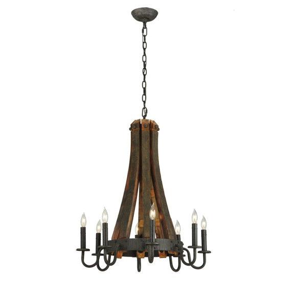 2nd Ave Lighting Barrel Stave 24" Madera 8 LT Chandelier in Coffee Bean Finish
