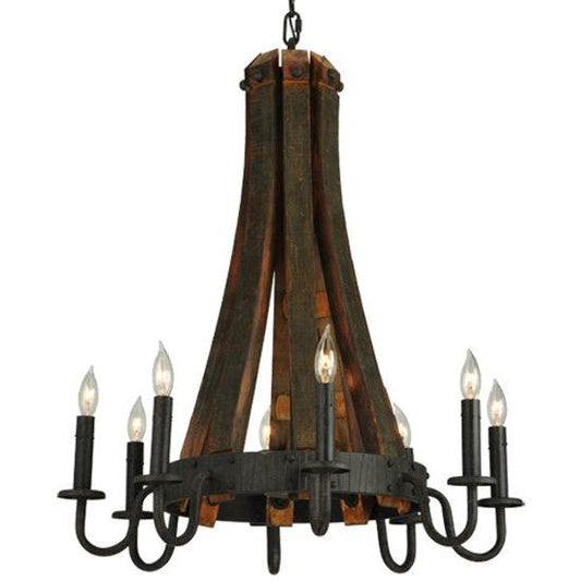 2nd Ave Lighting Barrel Stave 24" Madera 8 LT Chandelier in Coffee Bean Finish