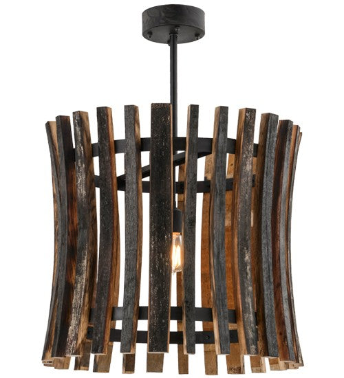 2nd Ave Lighting Barrel Stave 24" Madera Pendant in Costello Black