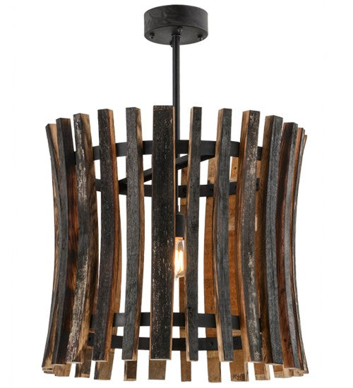 2nd Ave Lighting Barrel Stave 24" Madera Pendant in Costello Black