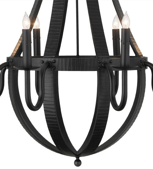 2nd Ave Lighting Barrel Stave 42" Wide Metallo 8 Light Chandelier in Costello Black