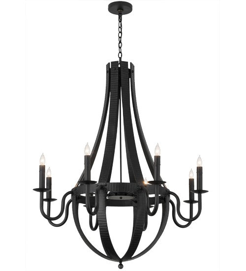 2nd Ave Lighting Barrel Stave 42" Wide Metallo 8 Light Chandelier in Costello Black