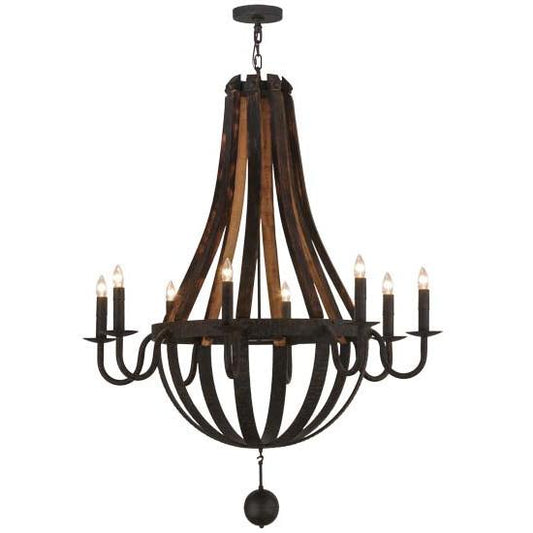 2nd Ave Lighting Barrel Stave 45" Madera 8 LT Chandelier in Coffee Bean Finish