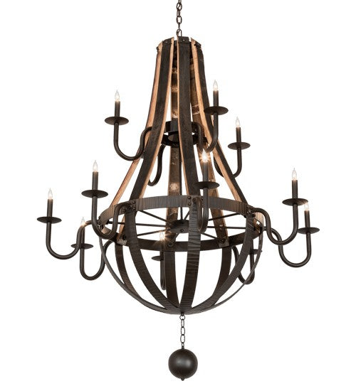 2nd Ave Lighting Barrel Stave 48" Madera 12 Light Two Tier Chandelier in Oil Rubbed Bronze Finish