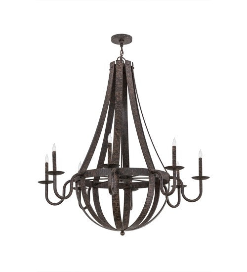 2nd Ave Lighting Barrel Stave 48" Metallo 8 LT Chandelier in Rustic Iron Finish