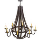 2nd Ave Lighting Barrel Stave 48" Metallo 8 LT Chandelier in Rustic Iron Finish