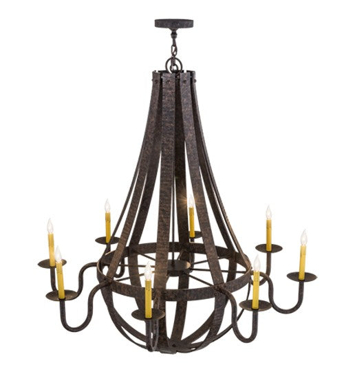 2nd Ave Lighting Barrel Stave 48" Metallo 8 LT Chandelier in Rustic Iron Finish