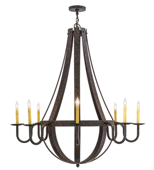 2nd Ave Lighting Barrel Stave 48" Metallo 8 LT Chandelier in Rustic Iron Finish