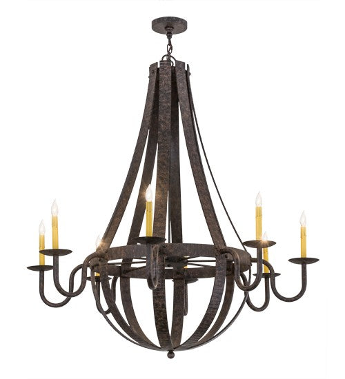 2nd Ave Lighting Barrel Stave 48" Metallo 8 LT Chandelier in Rustic Iron Finish