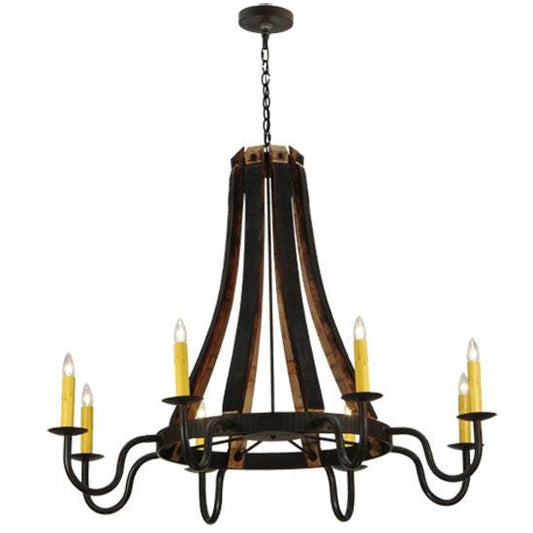 2nd Ave Lighting Barrel Stave 50" Madera 8 LT Chandelier in Costello Black