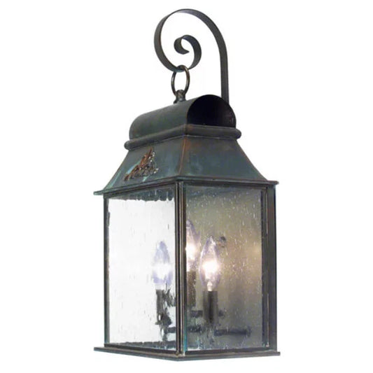 2nd Ave Lighting Bastille 10" 3-Light E12 Base Clear Seeded Glass Lens Golden Verde Wall Sconce