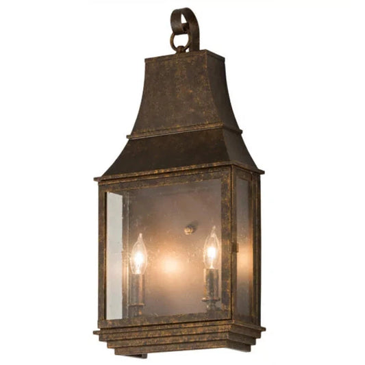 2nd Ave Lighting Bastille 10" Clear Seeded Glass ShadeGolde Bronze Lantern Wall Sconce
