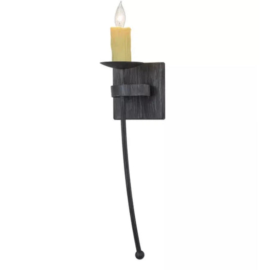 2nd Ave Lighting Bechar 6" 1- Faux Ivory Candelight Antique Iron Gate Wall Sconce