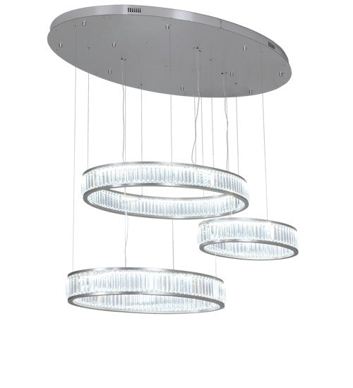 2nd Ave Lighting Beckam 60" Long 3 Light Cascading Pendant in Brushed Stainless Steel Finish