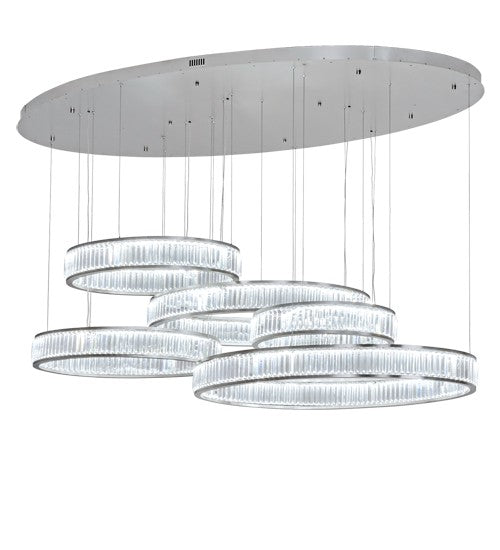 2nd Ave Lighting Beckam 86" Long 5 Light Cascading Pendant With Brushed Stainless Finish