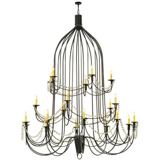 2nd Ave Lighting Bell 72" Wide 20 Light Three Tier Chandelier in Wrought Iron Finish