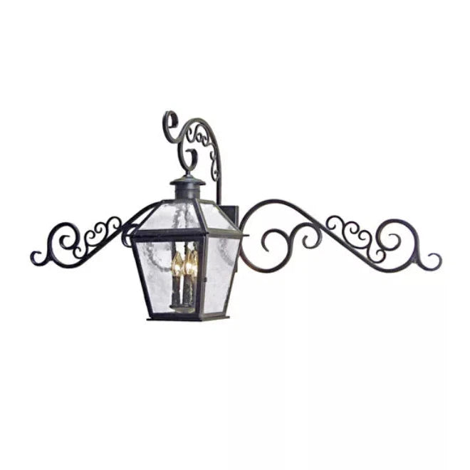 2nd Ave Lighting Bentley 53" 3-Light Clear Seeded Glass Shade Golden Verde Frame Wall Sconce