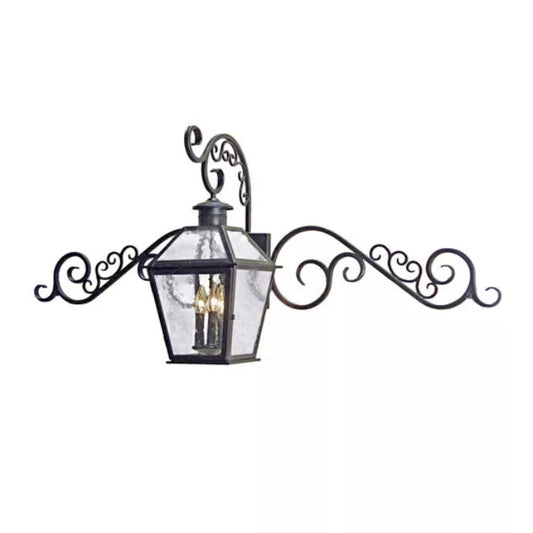 2nd Ave Lighting Bentley 53" 3-Light Clear Seeded Glass Shade Golden Verde Frame Wall Sconce
