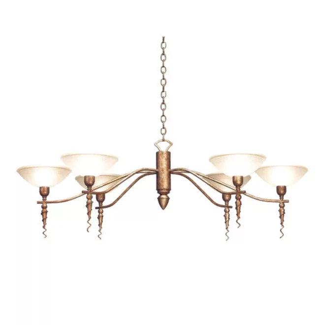 2nd Ave Lighting Blanca 60" 6-Light White Scavo Glass Shade Corinth Metal Chandelier