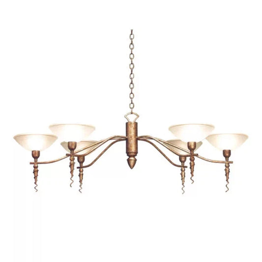 2nd Ave Lighting Blanca 60" 6-Light White Scavo Glass Shade Corinth Metal Chandelier