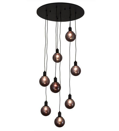 2nd Ave Lighting Bola 28 8 Light Cascading Pendant in Solar Black Finish