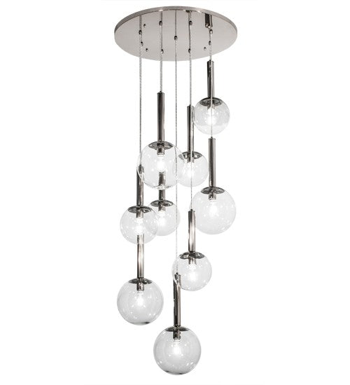 2nd Ave Lighting Bola 28" Piston 9 LT Cascading Pendant in Polished Nickel Finish