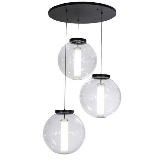 2nd Ave Lighting Bola 34" Cilindro 3 LT Cascading Pendant in Satin Black Finish