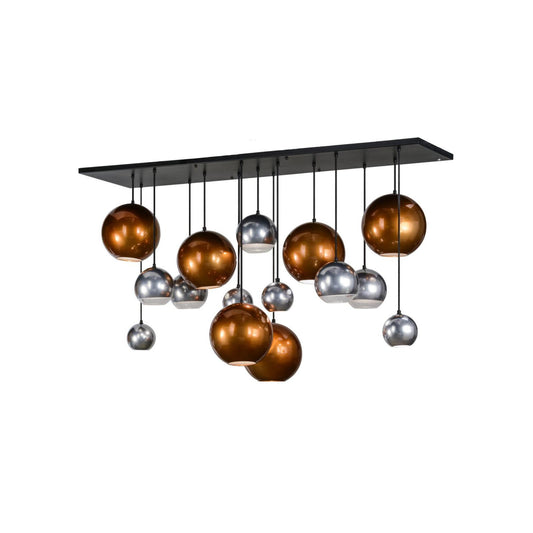 2nd Ave Lighting Bola 72" Metalica 15 LT Cascading Pendant in Solar Black Finish