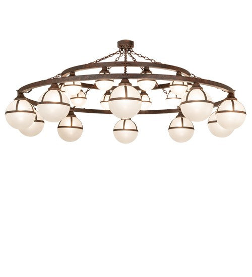 2nd Ave Lighting Bola 84" Tavern Two Tier 20 Light Semi-Flushmount in Rusty Nail Finish