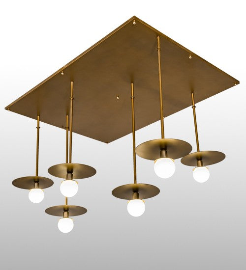 2nd Ave Lighting Bola Plato 75" Long 6 Light Cascading Pendant in Matte Gold Finish