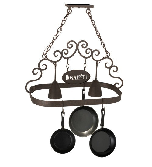 2nd Ave Lighting Bon Appetit 34" Long 2 Light Pot Rack in Gilded Tobacco Finish