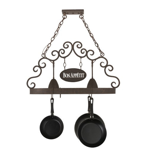 2nd Ave Lighting Bon Appetit 34" Long 2 Light Pot Rack in Gilded Tobacco Finish