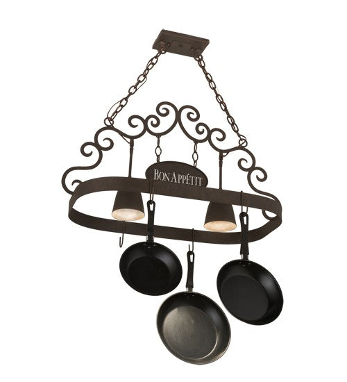 2nd Ave Lighting Bon Appetit 34" Long 2 Light Pot Rack in Gilded Tobacco Finish