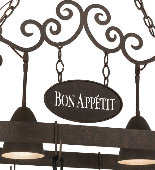 2nd Ave Lighting Bon Appetit 34" Long 2 Light Pot Rack in Gilded Tobacco Finish