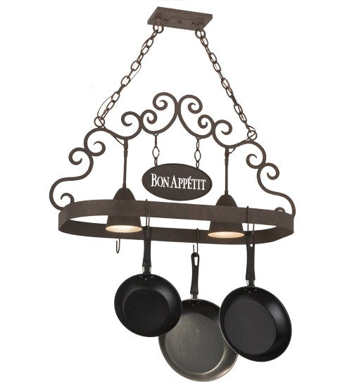 2nd Ave Lighting Bon Appetit 34" Long 2 Light Pot Rack in Gilded Tobacco Finish