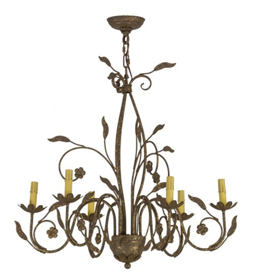 2nd Ave Lighting Bordeaux 36" Wide 6 LT Chandelier in Pompeii Gold