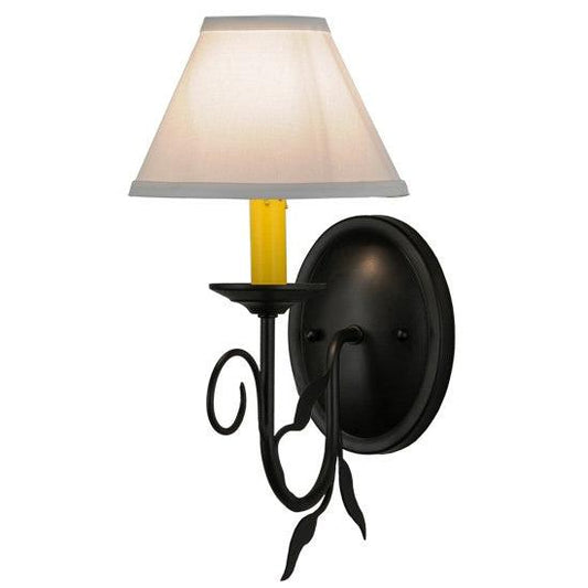2nd Ave Lighting Bordeaux 7" Wall Sconce With Fabric Shade in Blackwash Finish
