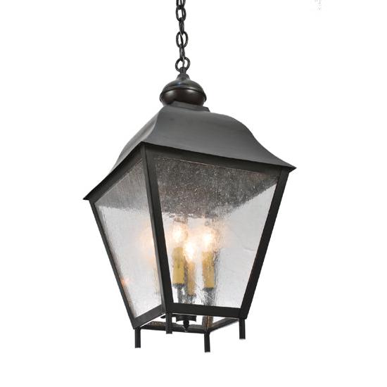 2nd Ave Lighting Boston 14" Clear Seeded Glass Square Wrought Iron Lantern Pendant Light