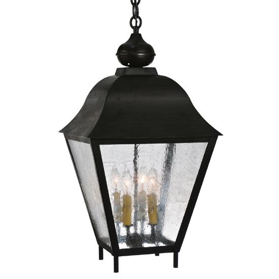 2nd Ave Lighting Boston 14" Clear Seeded Glass Square Wrought Iron Lantern Pendant Light