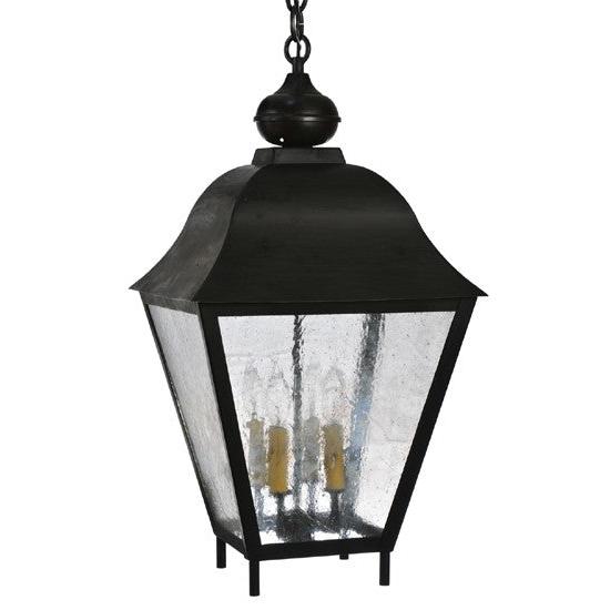 2nd Ave Lighting Boston 14" Clear Seeded Glass Square Wrought Iron Lantern Pendant Light
