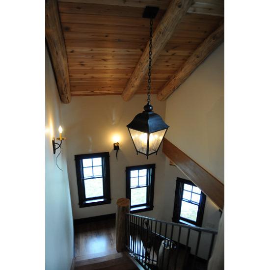 2nd Ave Lighting Boston 14" Clear Seeded Glass Square Wrought Iron Lantern Pendant Light