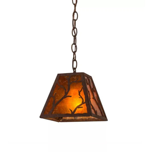 2nd Ave Lighting Branches 8" Amber Mica Shade Rusty Nail Pendant Light