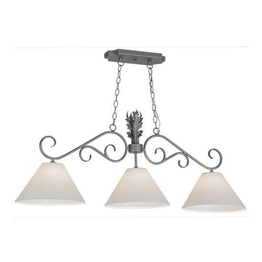 2nd Ave Lighting Bristol 48" Long 3 Light Island Pendant in Blackened Pewter Finish