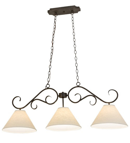 2nd Ave Lighting Bristol 48" Long 3 Light Oblong Pendant in Gilded Tobacco Finish